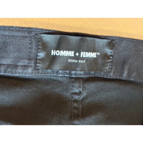 NWT HOMME + FEMME Denim Wear Black Jeans Gradient Side Logo Yellow to Blue 28 - Picture 8 of 9